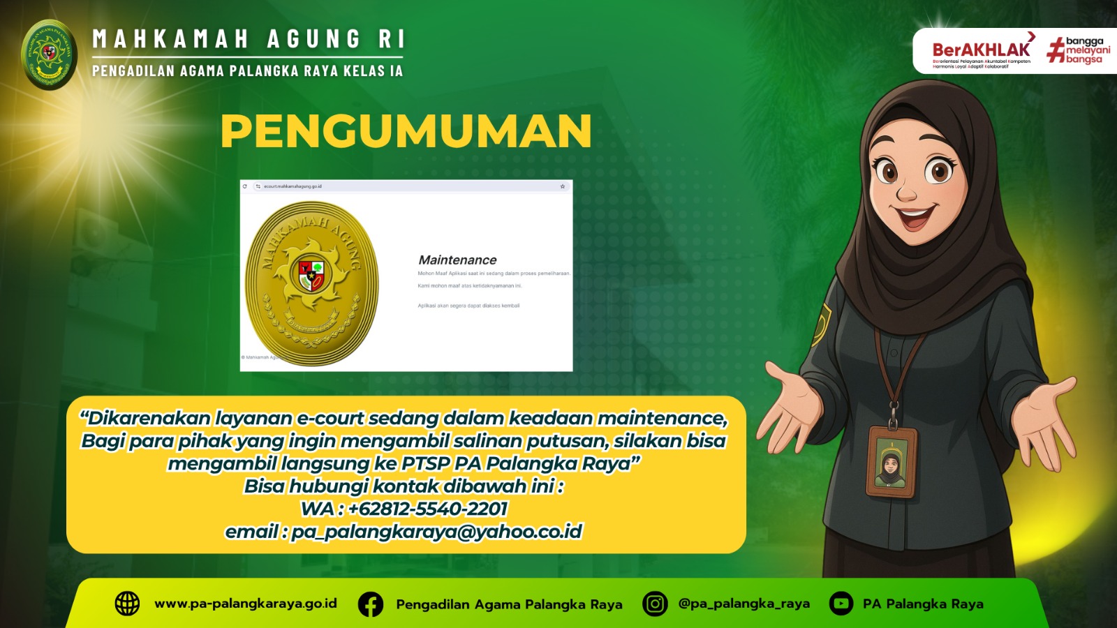 Pengumuman Maintenance E-court